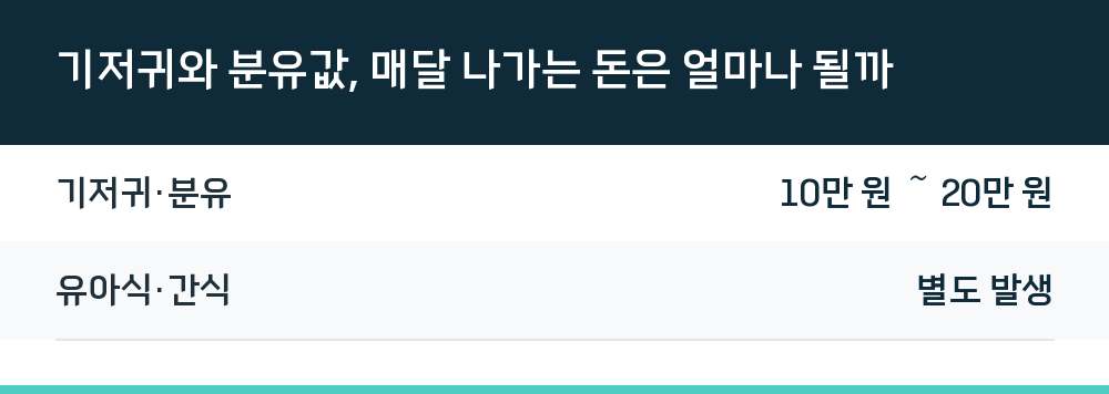 기저귀와 분유값, 매달 나가는 돈은 얼마나 될까