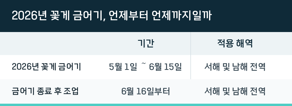 2026년 꽃게 금어기, 언제부터 언제까지일까