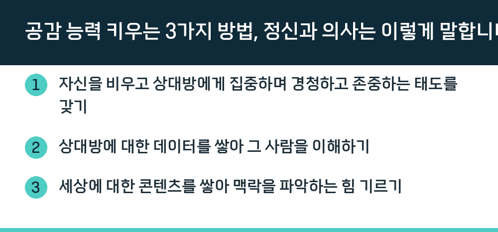 공감 능력 키우는 3가지 방법, 정신과 의사는 이렇게 말합니다