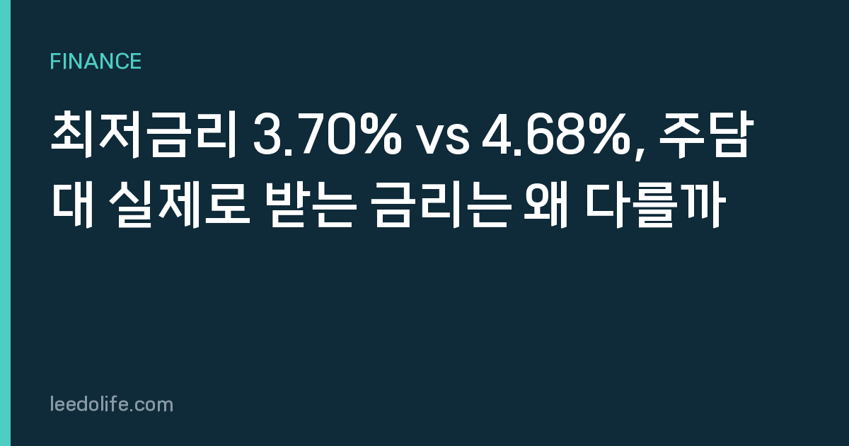 최저금리 3.70% vs 4.68%, 주담대 실제로 받는 금리는 왜 다를까