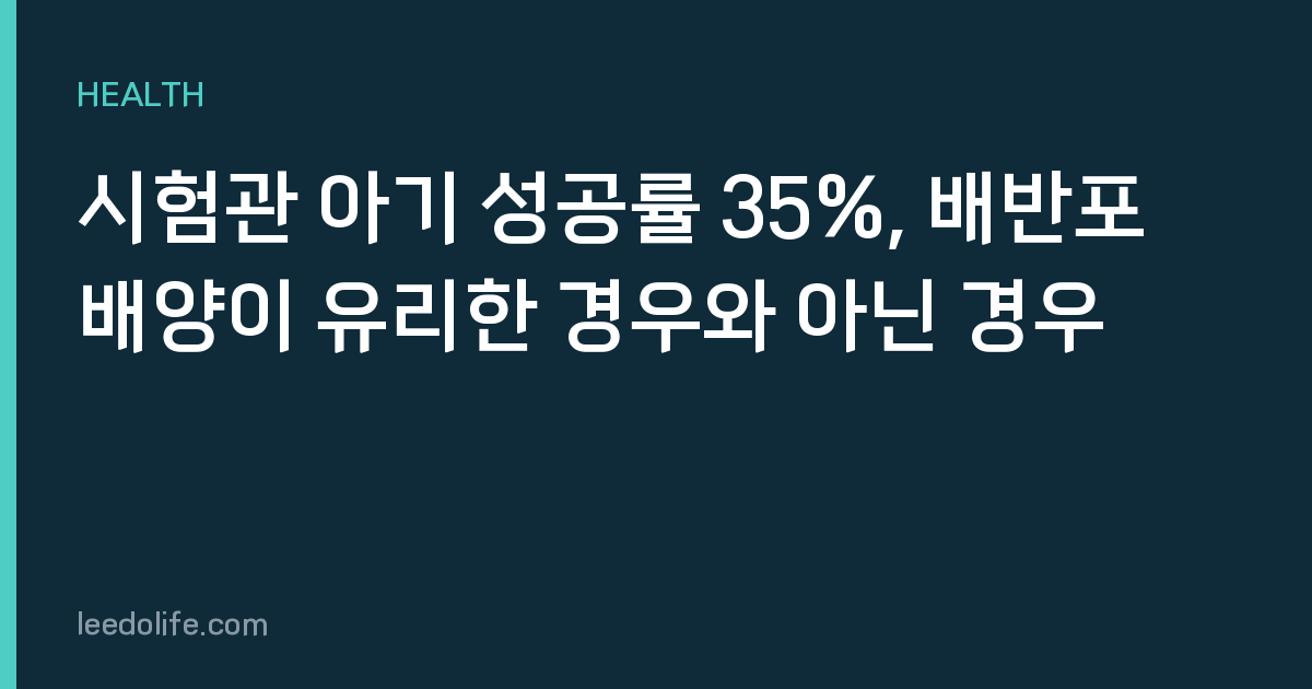 시험관 아기 성공률 35%, 배반포 배양이 유리한 경우와 아닌 경우