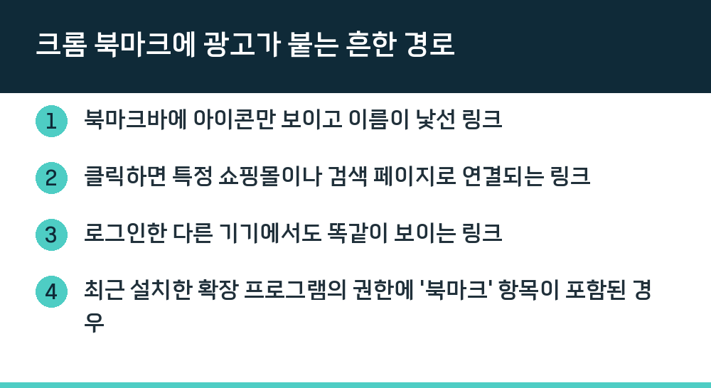 크롬 북마크에 광고가 붙는 흔한 경로