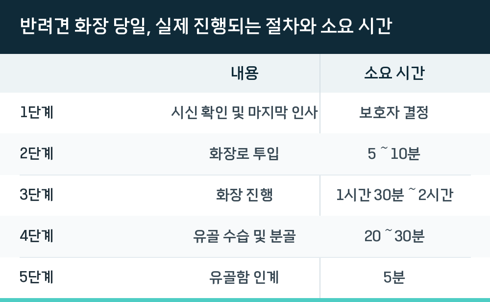반려견 화장 당일, 실제 진행되는 절차와 소요 시간