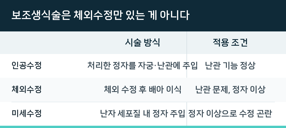 보조생식술은 체외수정만 있는 게 아니다