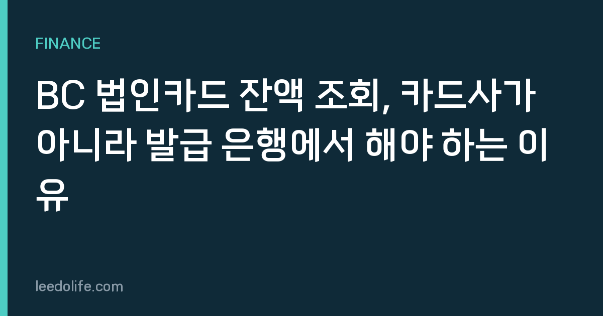 BC 법인카드 잔액 조회, 카드사가 아니라 발급 은행에서 해야 하는 이유