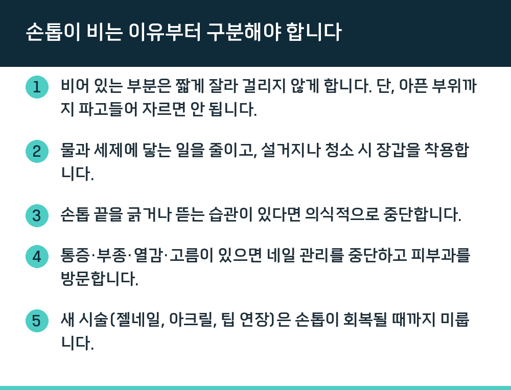 손톱이 비는 이유부터 구분해야 합니다