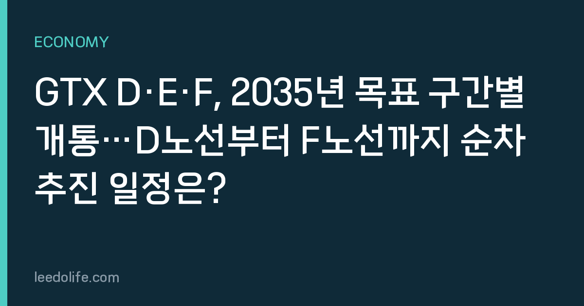 GTX D·E·F, 2035년 목표 구간별 개통…D노선부터 F노선까지 순차 추진 일정은?