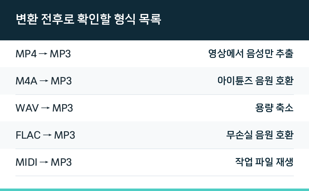 변환 전후로 확인할 형식 목록