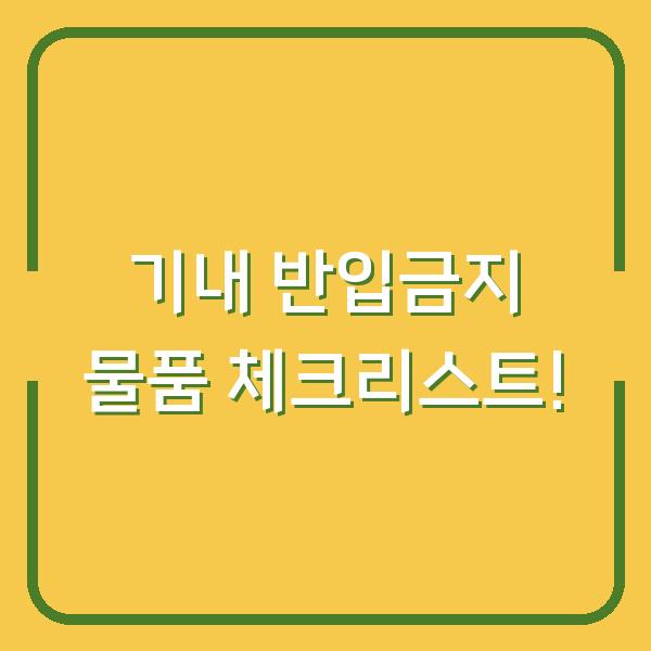 기내 반입금지 물품 체크리스트!