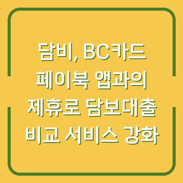 담비, BC카드 페이북 앱과의 제휴로 담보대출 비교 서비스 강화