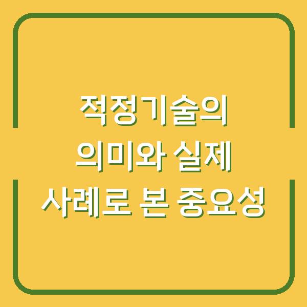 적정기술의 의미와 실제 사례로 본 중요성