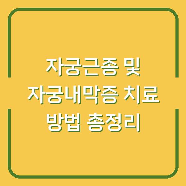 자궁근종 및 자궁내막증 치료 방법 총정리