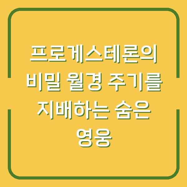프로게스테론의 비밀 월경 주기를 지배하는 숨은 영웅