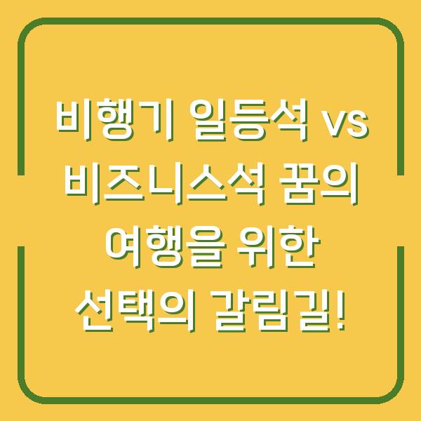 비행기 일등석 vs 비즈니스석 꿈의 여행을 위한 선택의 갈림길!
