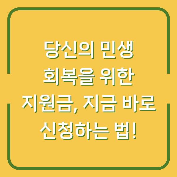 당신의 민생 회복을 위한 지원금, 지금 바로 신청하는 법!