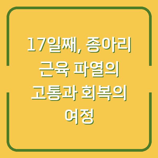 17일째, 종아리 근육 파열의 고통과 회복의 여정
