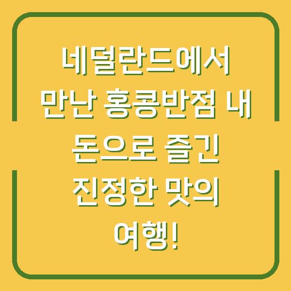 네덜란드에서 만난 홍콩반점 내 돈으로 즐긴 진정한 맛의 여행!