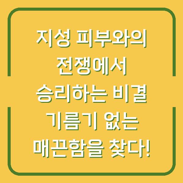 지성 피부와의 전쟁에서 승리하는 비결 기름기 없는 매끈함을 찾다!