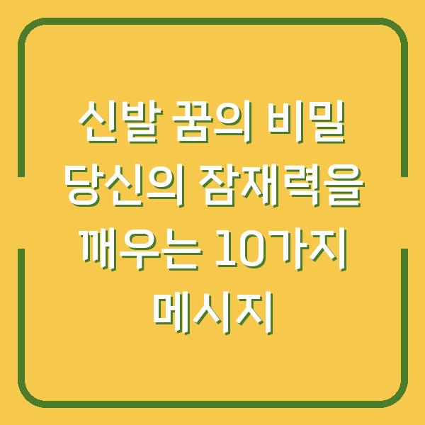 신발 꿈의 비밀 당신의 잠재력을 깨우는 10가지 메시지