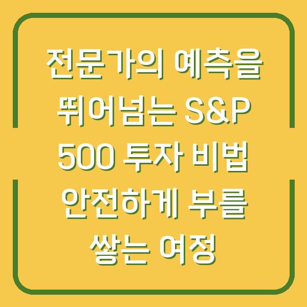 전문가의 예측을 뛰어넘는 S&P 500 투자 비법 안전하게 부를 쌓는 여정