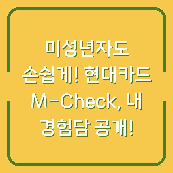 미성년자도 손쉽게! 현대카드 M-Check, 내 경험담 공개!