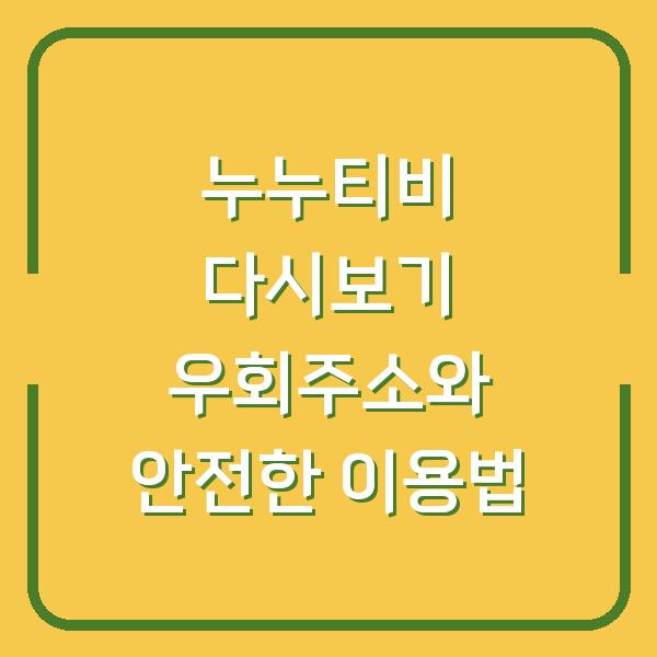 누누티비 다시보기 우회주소와 안전한 이용법