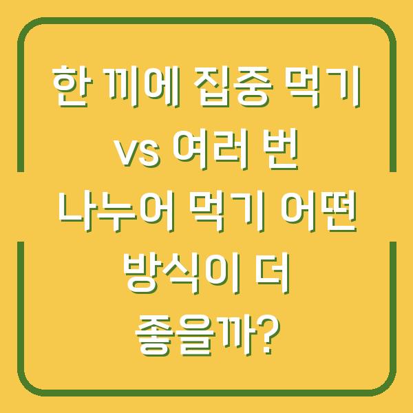 한 끼에 집중 먹기 vs 여러 번 나누어 먹기 어떤 방식이 더 좋을까?