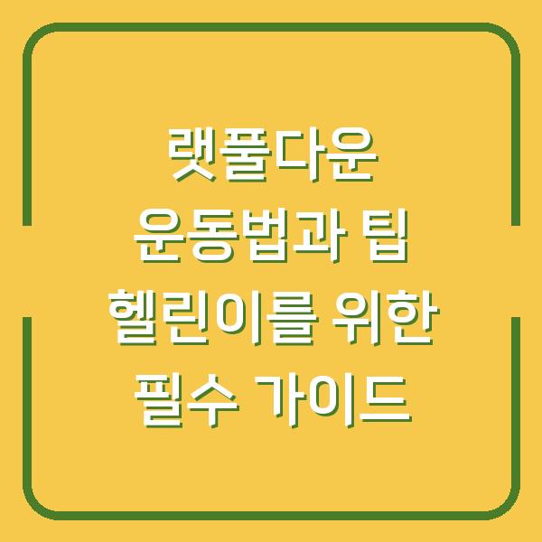 랫풀다운 운동법과 팁 헬린이를 위한 필수 가이드