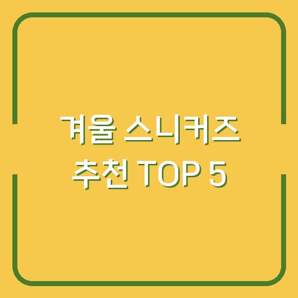 겨울 스니커즈 추천 TOP 5