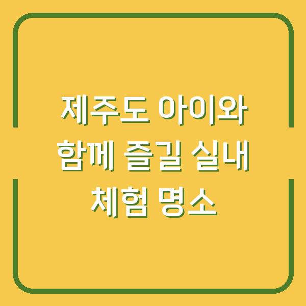 제주도 아이와 함께 즐길 실내 체험 명소