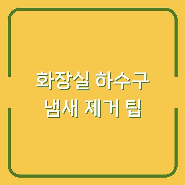 화장실 하수구 냄새 제거 팁