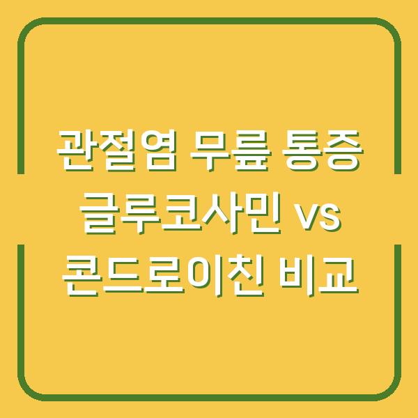 관절염 무릎 통증 글루코사민 vs 콘드로이친 비교