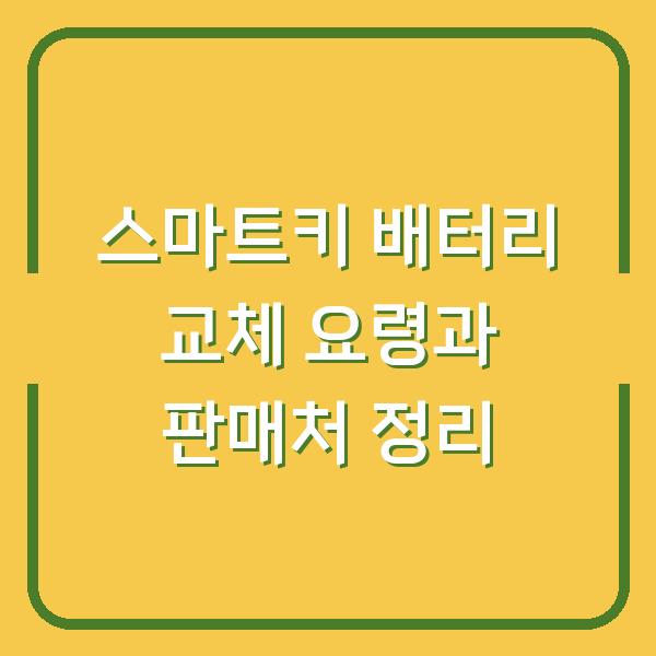 스마트키 배터리 교체 요령과 판매처 정리