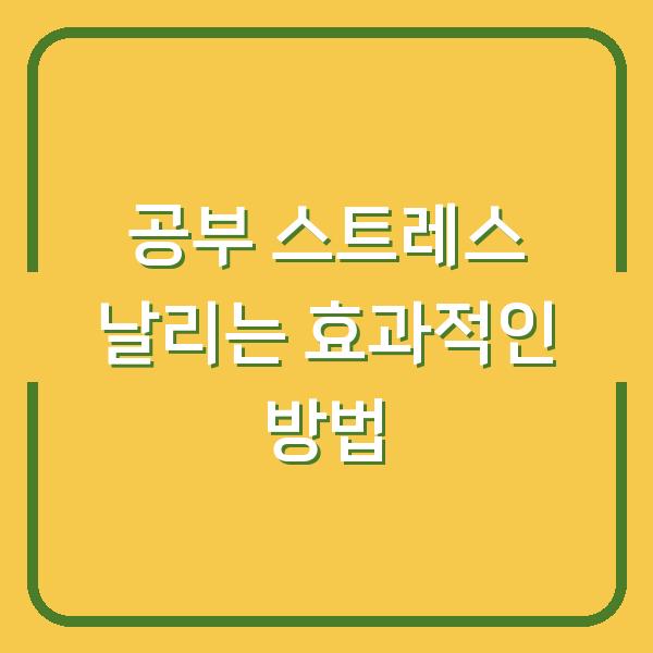 공부 스트레스 날리는 효과적인 방법