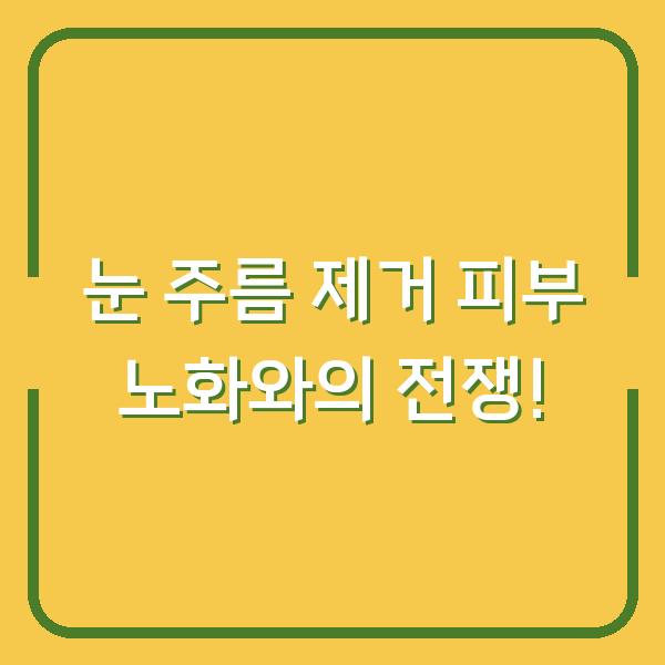 눈 주름 제거 피부 노화와의 전쟁!