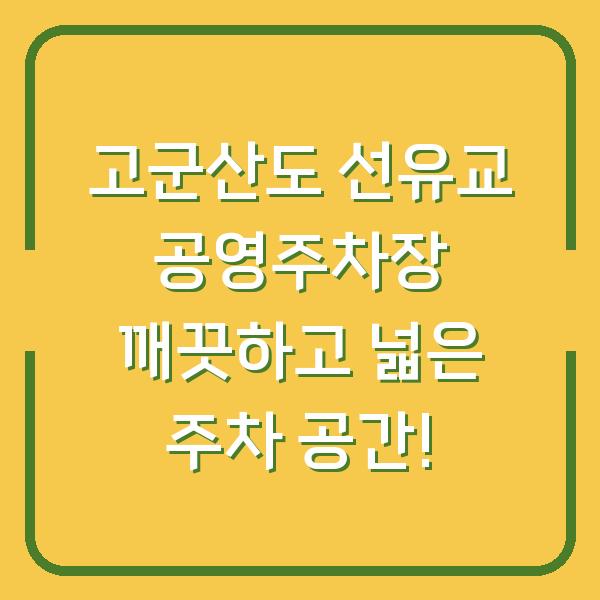 고군산도 선유교 공영주차장 깨끗하고 넓은 주차 공간!