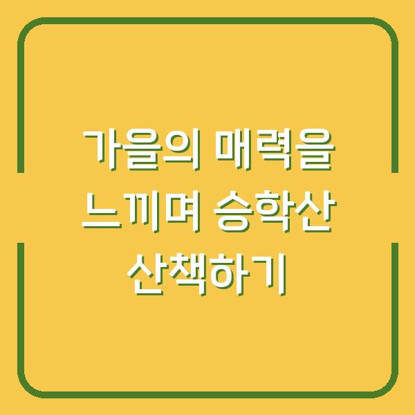 가을의 매력을 느끼며 승학산 산책하기