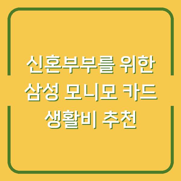 신혼부부를 위한 삼성 모니모 카드 생활비 추천