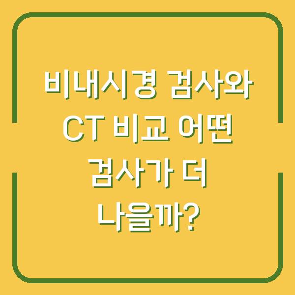 비내시경 검사와 CT 비교 어떤 검사가 더 나을까?