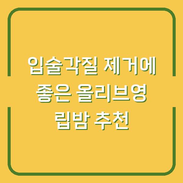 입술각질 제거에 좋은 올리브영 립밤 추천