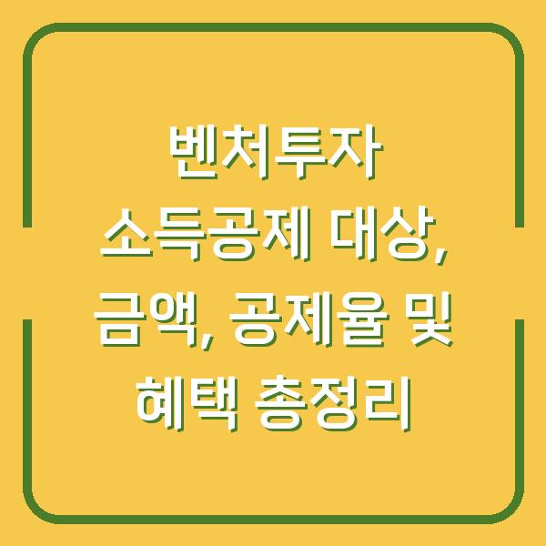 벤처투자 소득공제 대상, 금액, 공제율 및 혜택 총정리