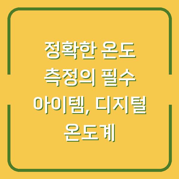 정확한 온도 측정의 필수 아이템, 디지털 온도계