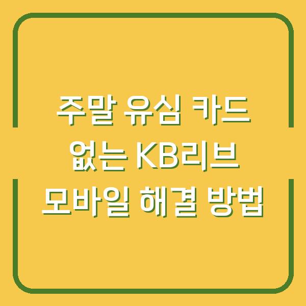 주말 유심 카드 없는 KB리브 모바일 해결 방법