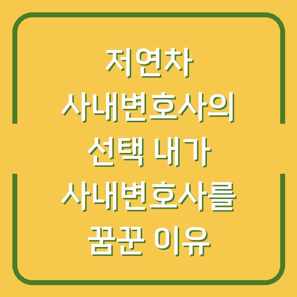 저연차 사내변호사의 선택 내가 사내변호사를 꿈꾼 이유