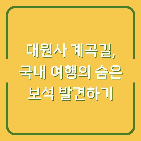 대원사 계곡길, 국내 여행의 숨은 보석 발견하기