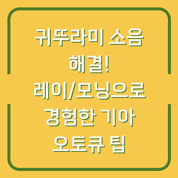 귀뚜라미 소음 해결! 레이/모닝으로 경험한 기아 오토큐 팁