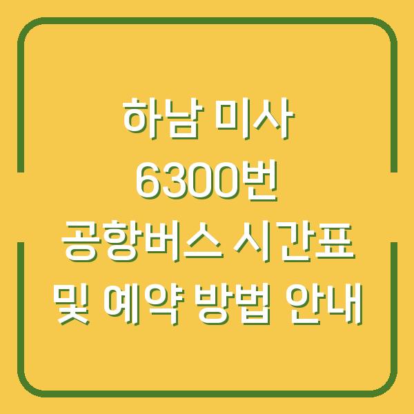 하남 미사 6300번 공항버스 시간표 및 예약 방법 안내