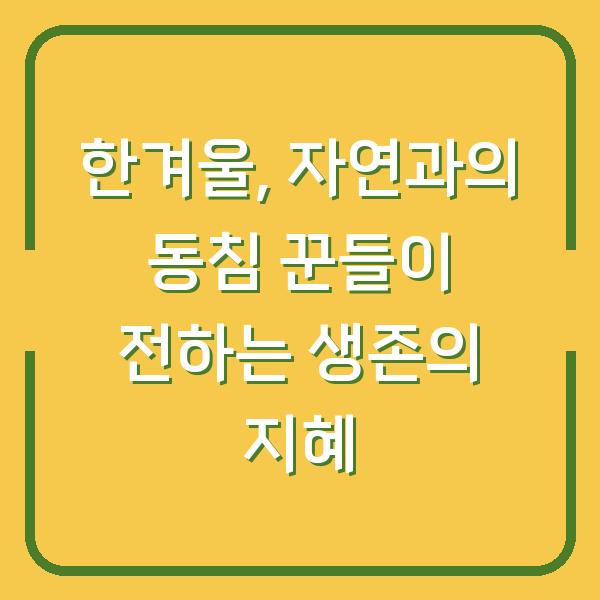 한겨울, 자연과의 동침 꾼들이 전하는 생존의 지혜