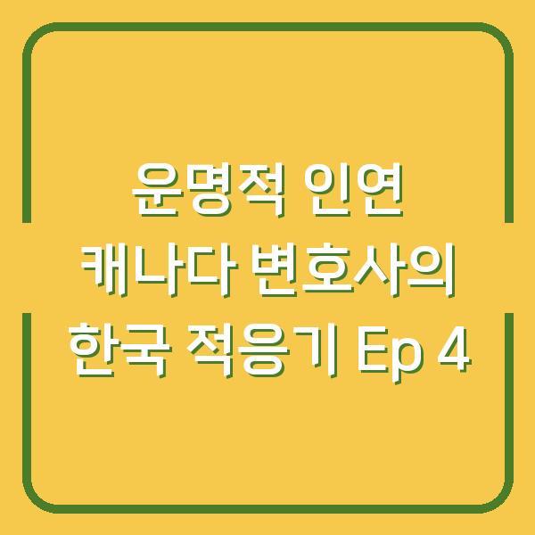 운명적 인연 캐나다 변호사의 한국 적응기 Ep 4