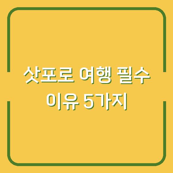 삿포로 여행 필수 이유 5가지